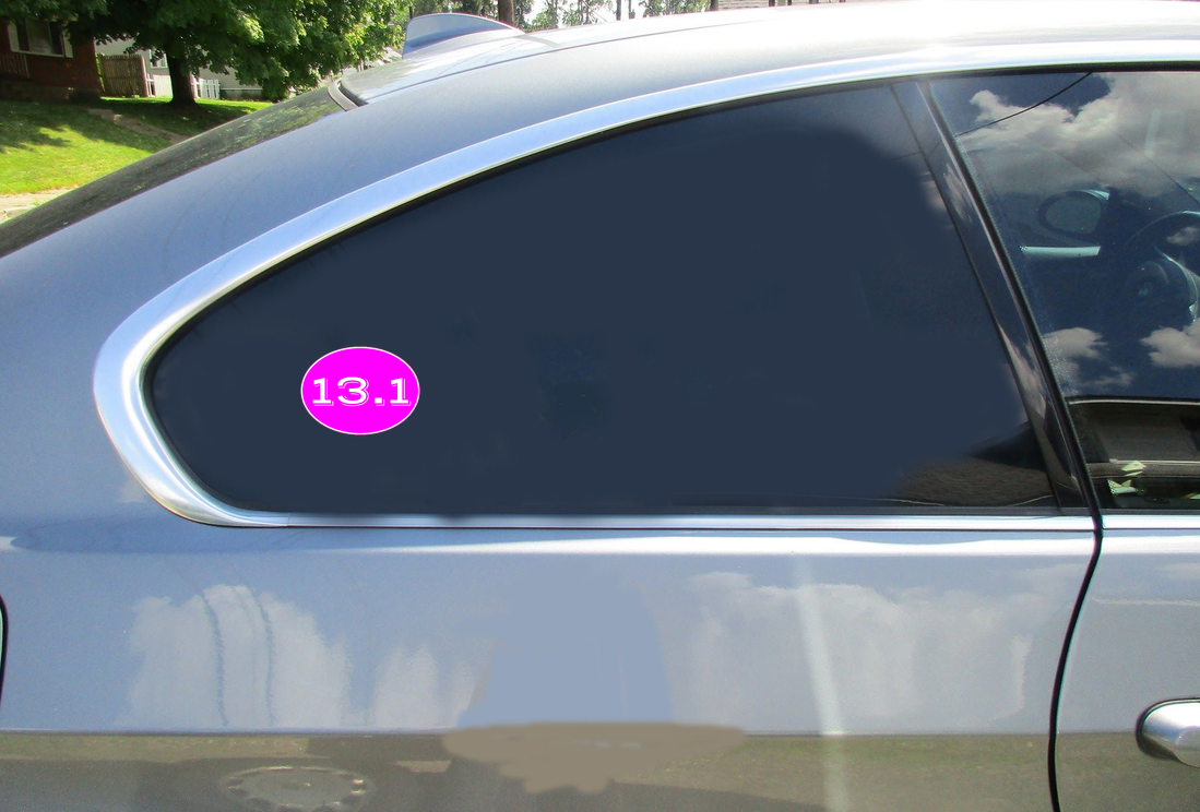13.1 Half Marathon Pink Oval Sticker - Car Decals - U.S. Custom Stickers