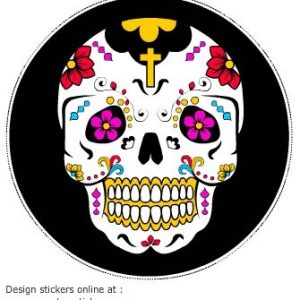 Sugar Skull Black Circle Sticker - U.S. Customer Stickers