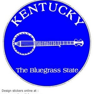 Kentucky The Bluegrass State Banjo Blue Circle Sticker - U.S. Customer Stickers