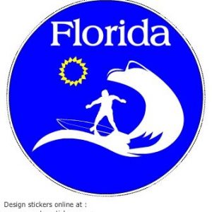Florida Surf and Sunshine Blue Circle Sticker - U.S. Customer Stickers