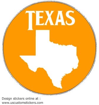 Texas State Orange Circle Decal - U.S. Customer Stickers