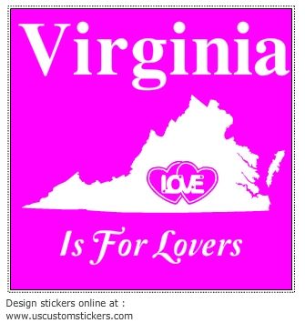 Virginia Is For Lovers Pink Square Decal - U.S. Customer Stickers