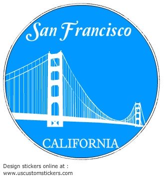 San Francisco Golden Gate Bridge Circle Sticker - U.S. Customer Stickers