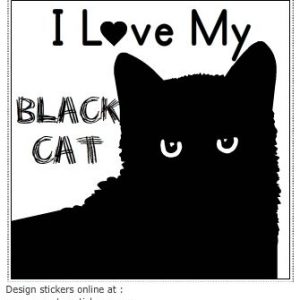 I Love My Black Cat Square Decal - U.S. Customer Stickers