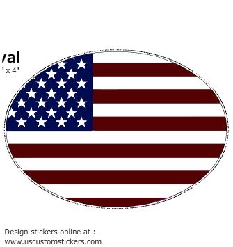 American Flag Oval Decal - U.S. Customer Stickers
