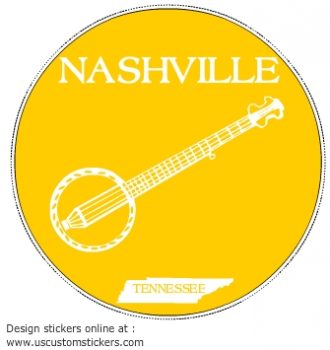 Nashville Tennessee Banjo Orange Circle Decal - U.S. Customer Stickers