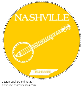 Nashville Tennessee Banjo Orange Circle Decal - U.S. Customer Stickers