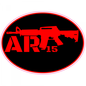AR-15 Black Red Oval Decal - U.S. Custom Stickers