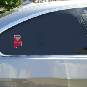 Alabama Crimson Heart State Shaped Sticker - Car Decals - U.S. Custom Stickers