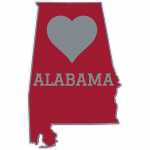 Alabama Crimson Heart State Shaped Decal - U.S. Customer Stickers