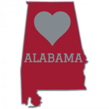 Alabama Crimson Heart State Shaped Decal - U.S. Customer Stickers
