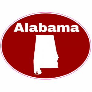 Alabama Crimson State Oval Decal - U.S. Customer Stickers