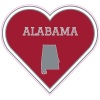 Alabama State Heart Shaped Decal - U.S. Customer Stickers