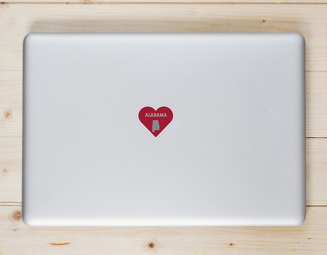 Alabama State Heart Shaped Sticker - Laptop Decal - U.S. Custom Stickers