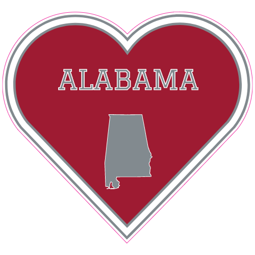Alabama State Heart Shaped Decal - U.S. Customer Stickers