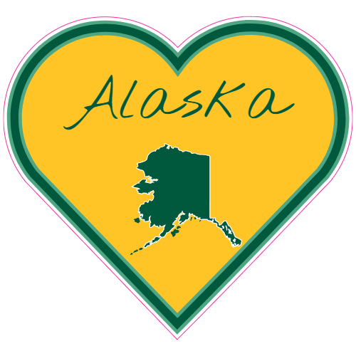 Alaska State Heart Shaped Decal - U.S. Customer Stickers