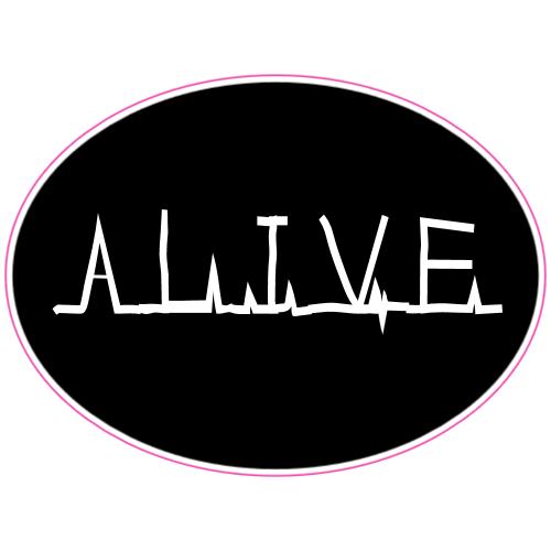 Alive Heartbeat Oval Sticker - U.S. Custom Stickers