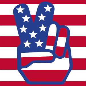 American Flag Peace Hands Square Sticker - U.S. Custom Stickers
