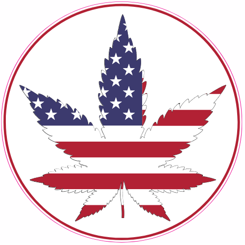 American Flag Pot Leaf Circle Decal - U.S. Customer Stickers