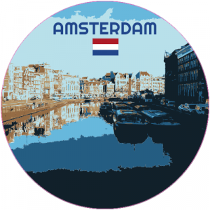 Amsterdam Netherlands City Canal Decal - U.S. Customer Stickers