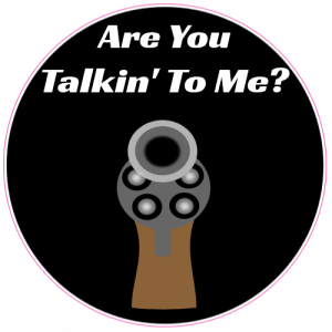 Are You Talking To Me Gun Circle Black Decal - U.S. Custom Stickers