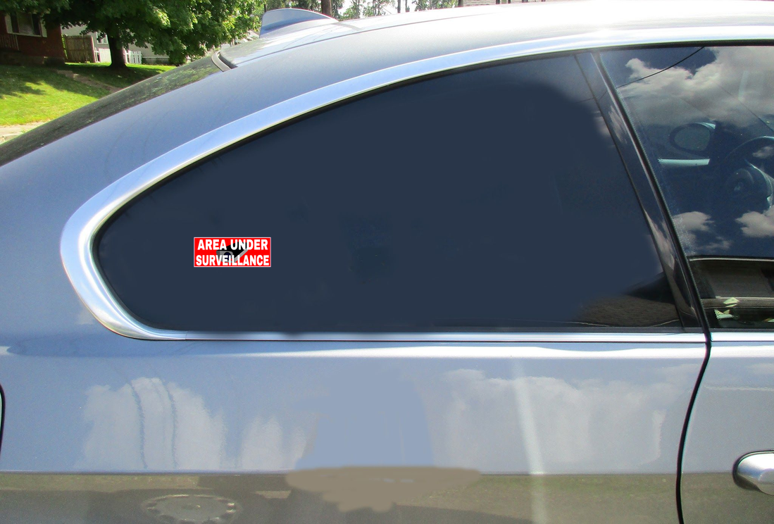 Area Under Surveillance CCTV Red Sticker - Car Decals - U.S. Custom Stickers