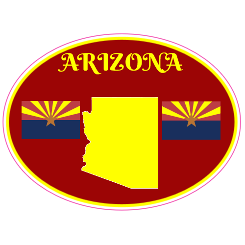 Arizona State Outline Flag Oval Decal - U.S. Custom Stickers