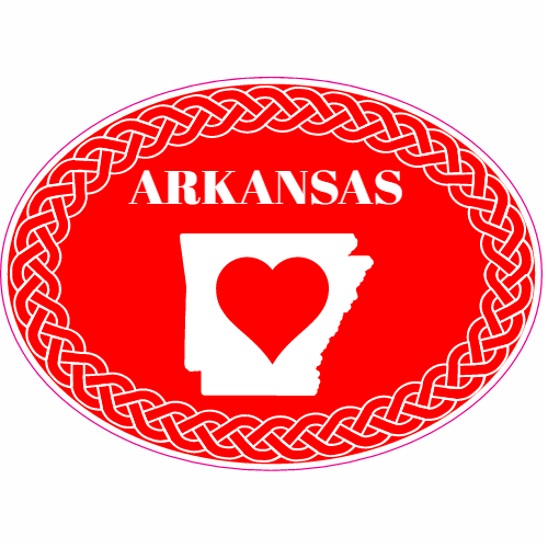 Arkansas Fancy Red White Oval Decal - U.S. Custom Stickers