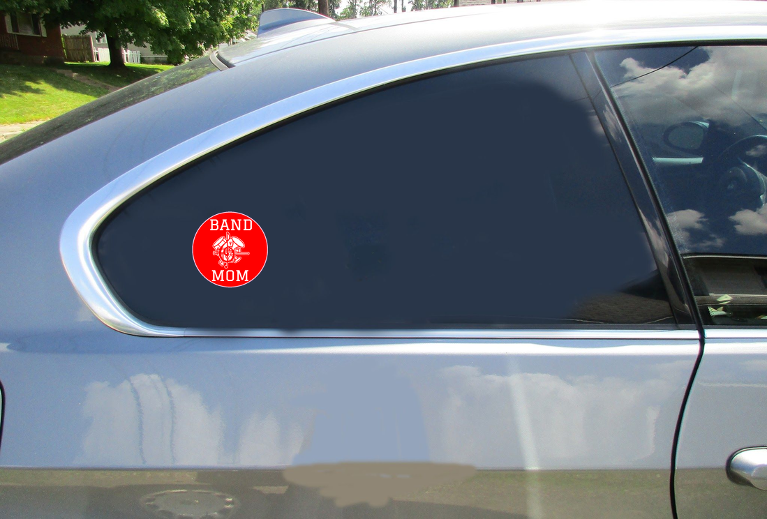 Band Mom Red Circle Sticker - Car Decals - U.S. Custom Stickers