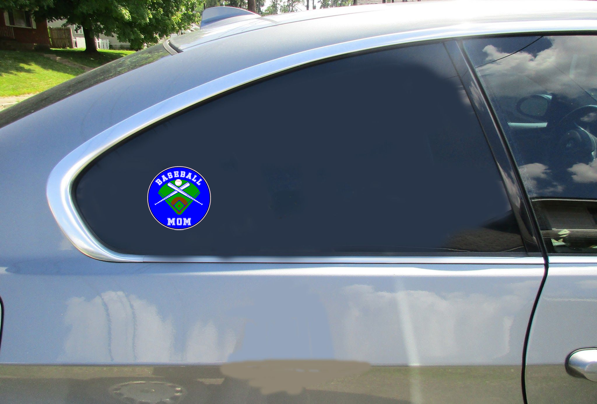 Baseball Mom Blue Circle Sticker - Car Decals - U.S. Custom Stickers