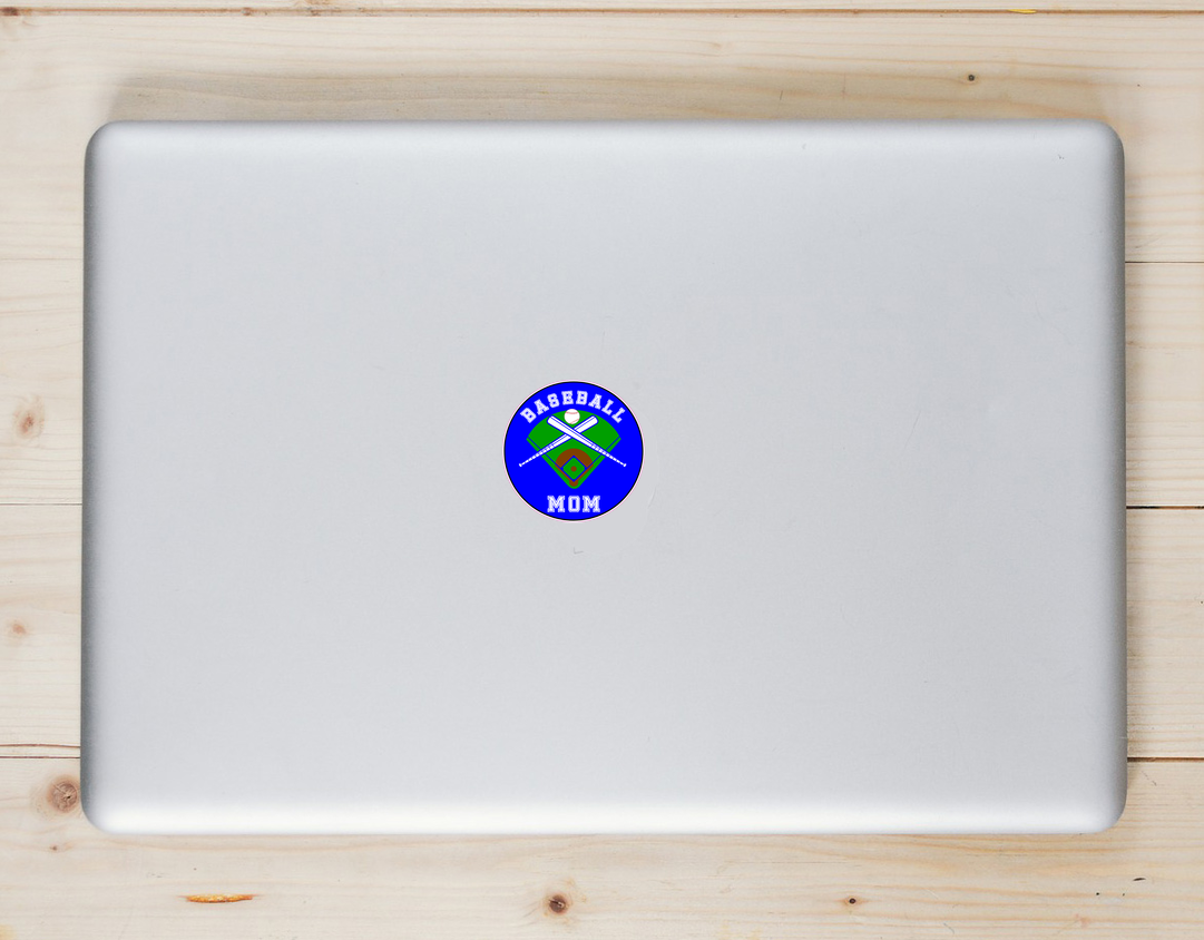Baseball Mom Blue Circle Sticker - Laptop Decal - U.S. Custom Stickers