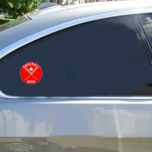 Baseball Mom Red Circle Sticker - Car Decals - U.S. Custom Stickers