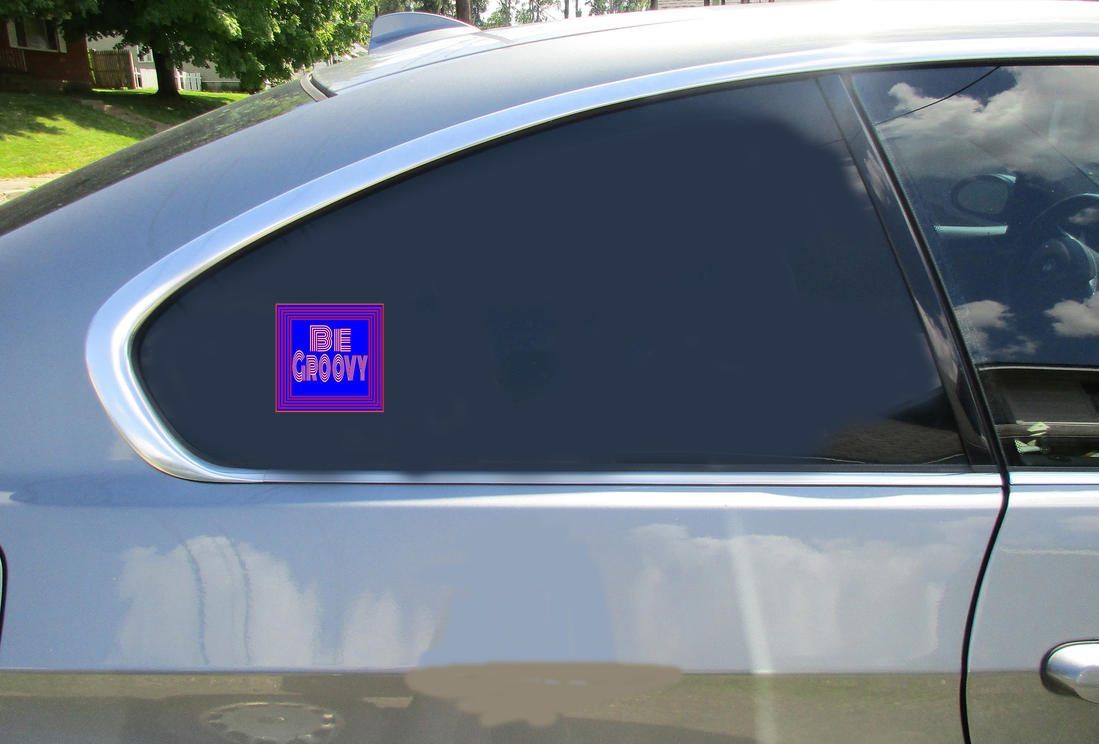 Be Groovy Trippy Square Sticker - Car Decals - U.S. Custom Stickers