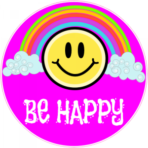 Be Happy Rainbow Smiley Face Circle Decal - U.S. Customer Stickers