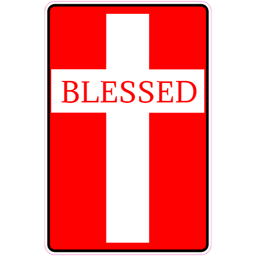 Blessed Christian Cross Red Decal - U.S. Customer Stickers