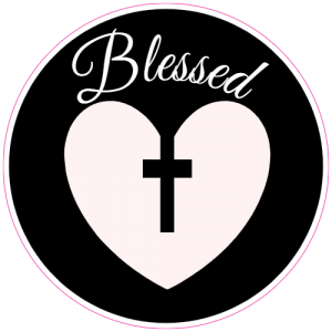 Blessed Cross Heart Sticker - U.S. Custom Stickers