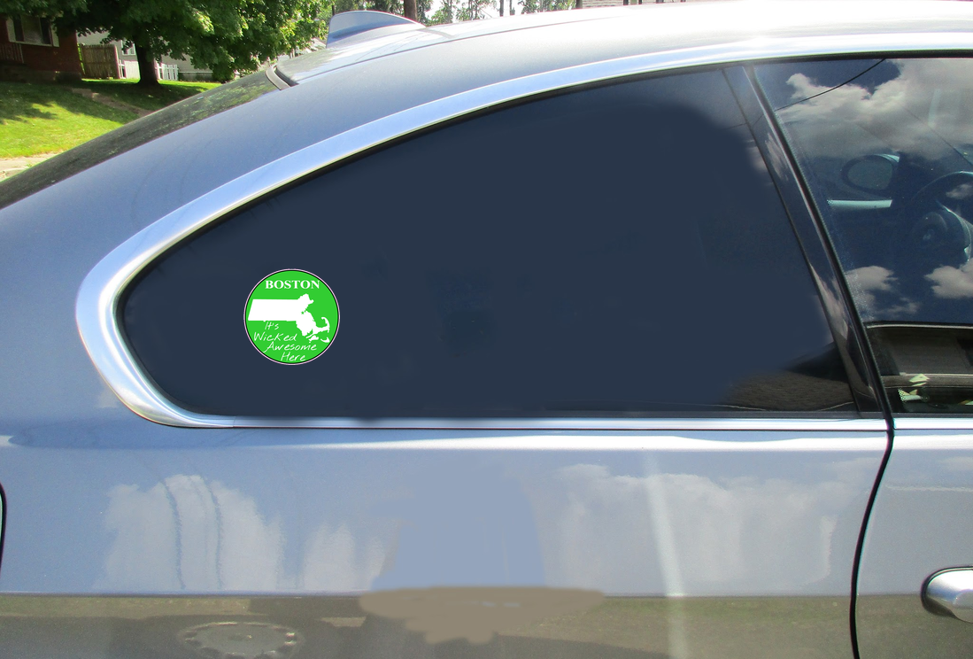 Boston Wicked Awesome Green Circle Decal - Car Decals - U.S. Custom Stickers