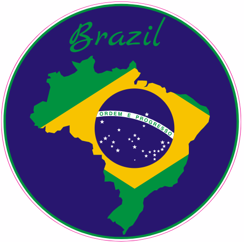 Brazil Flag Circle Decal - U.S. Customer Stickers