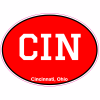 CIN Cincinnati Ohio Red Oval Decal - U.S. Customer Stickers