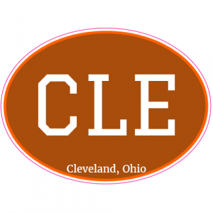 CLE Cleveland Ohio Brown Oval Decal - U.S. Custom Stickers