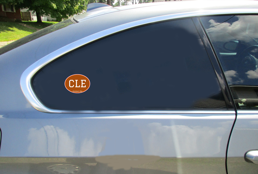 CLE Cleveland Ohio Brown Oval Decal - Car Decals - U.S. Custom Stickers