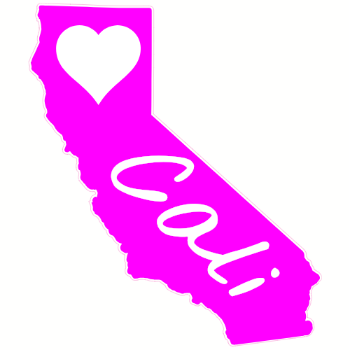 Cali Heart California State Shaped Pink Decal - U.S. Customer Stickers