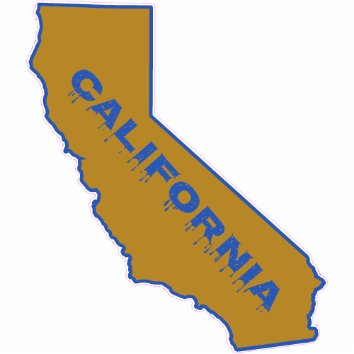 California Gold Blue State Shaped Decal - U.S. Customer Stickers