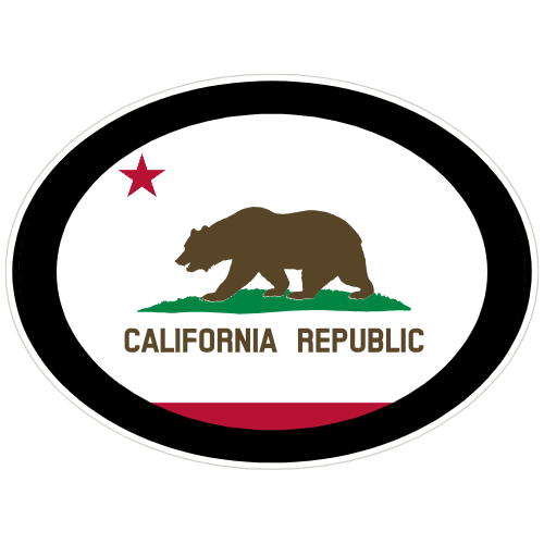 California Republic Flag Oval Decal - U.S. Customer Stickers