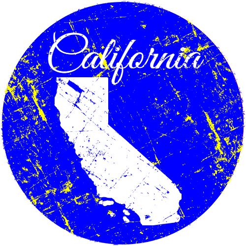 California State Distressed Circle Decal - U.S. Customer Stickers