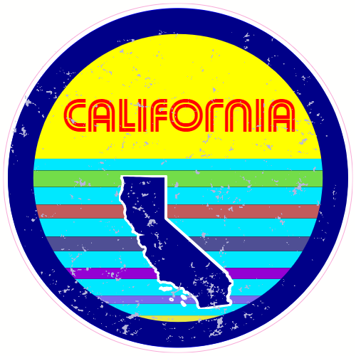California Sunshine Retro Circle Decal - U.S. Customer Stickers