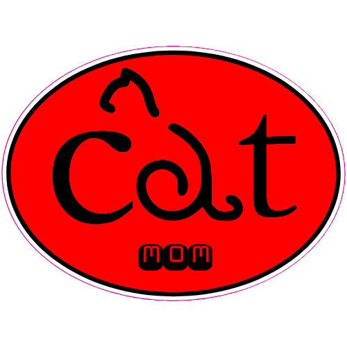 Cat Mom Red Oval Decal - U.S. Customer Stickers