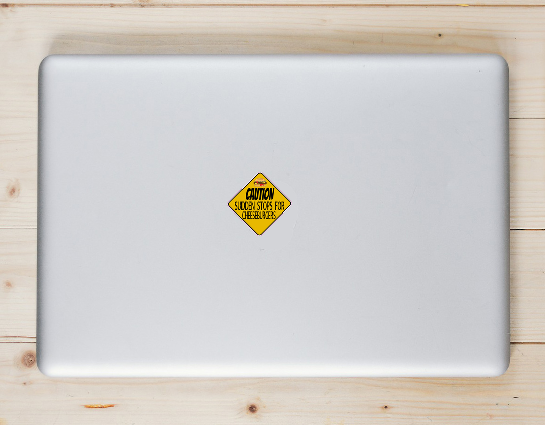 Caution Cheeseburger Sticker - Laptop Decal - U.S. Custom Stickers