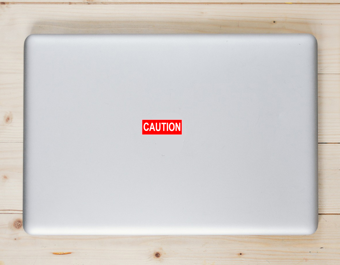 Caution Red Sticker - Laptop Decal - U.S. Custom Stickers