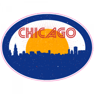 Chicago Retro City Oval Decal - U.S. Customer Stickers